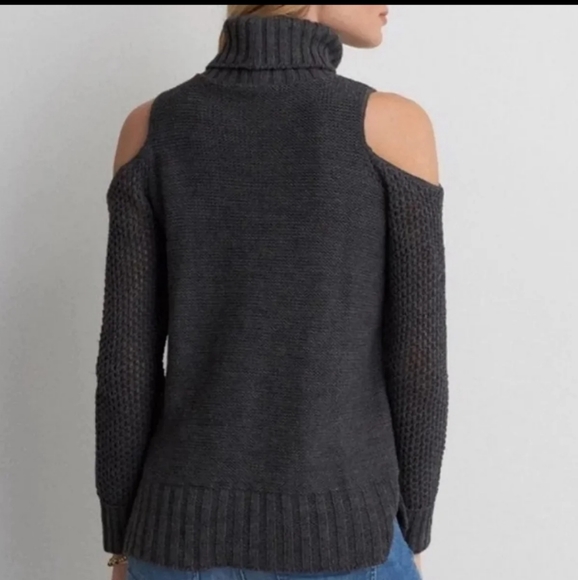 Cold Shoulder Turtleneck Sweater - Picture 2 of 3